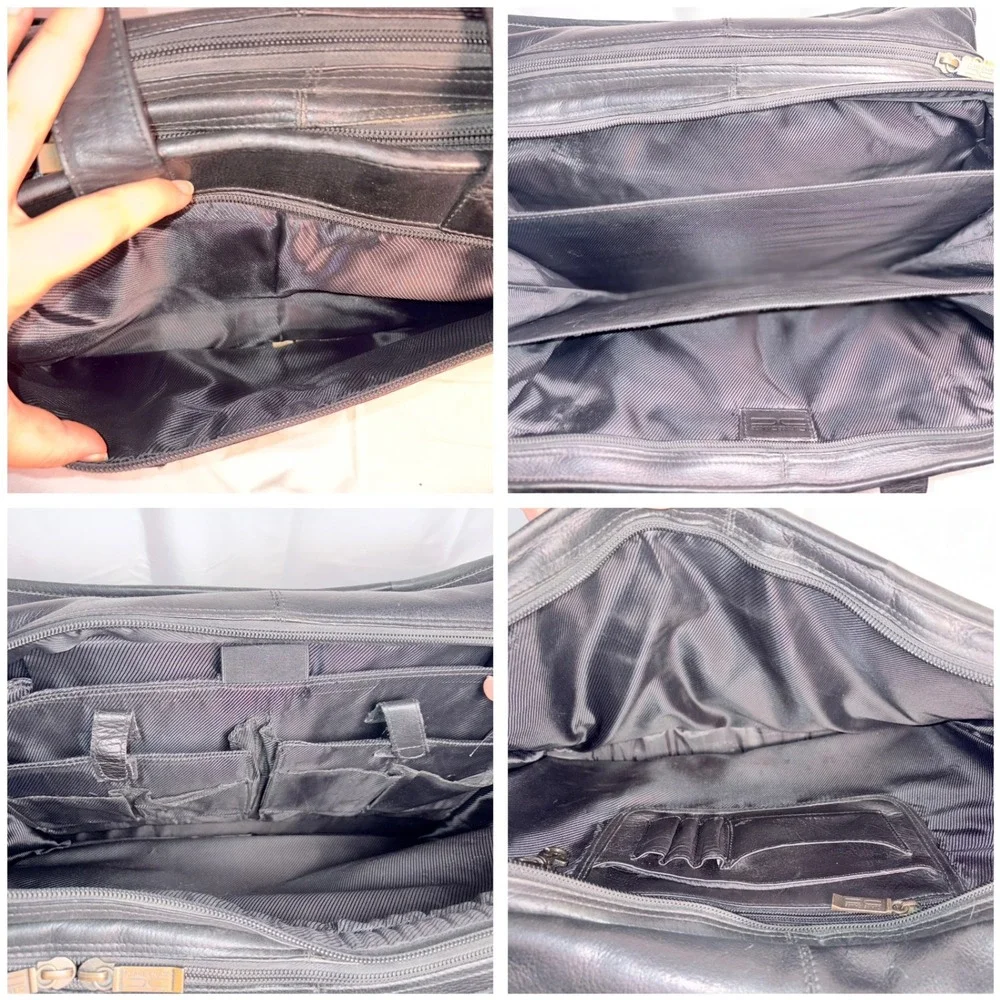 Claire Chase Executive Computer Briefcase Leather Black 16x13x7.5 Professional